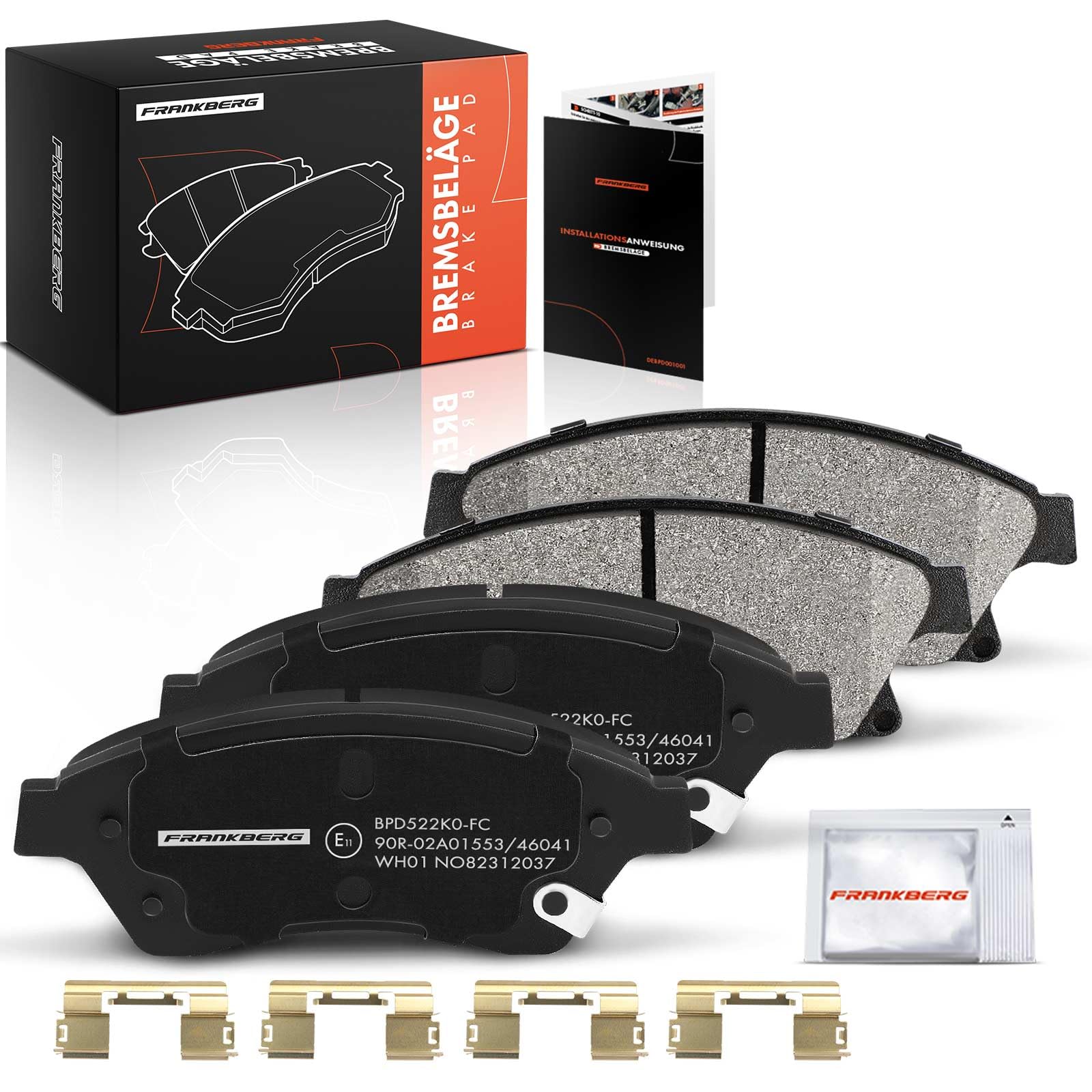 Frankberg 4 pastillas de freno delanteras compatibles con Aveo Hatchback T300 1.2L-1.6L 2011-2023 Cruze J300 1.4L-2.0L 2009-2023 Astra J P10 1.2L-2.0L 2009-2015 Replace # 1333 01207