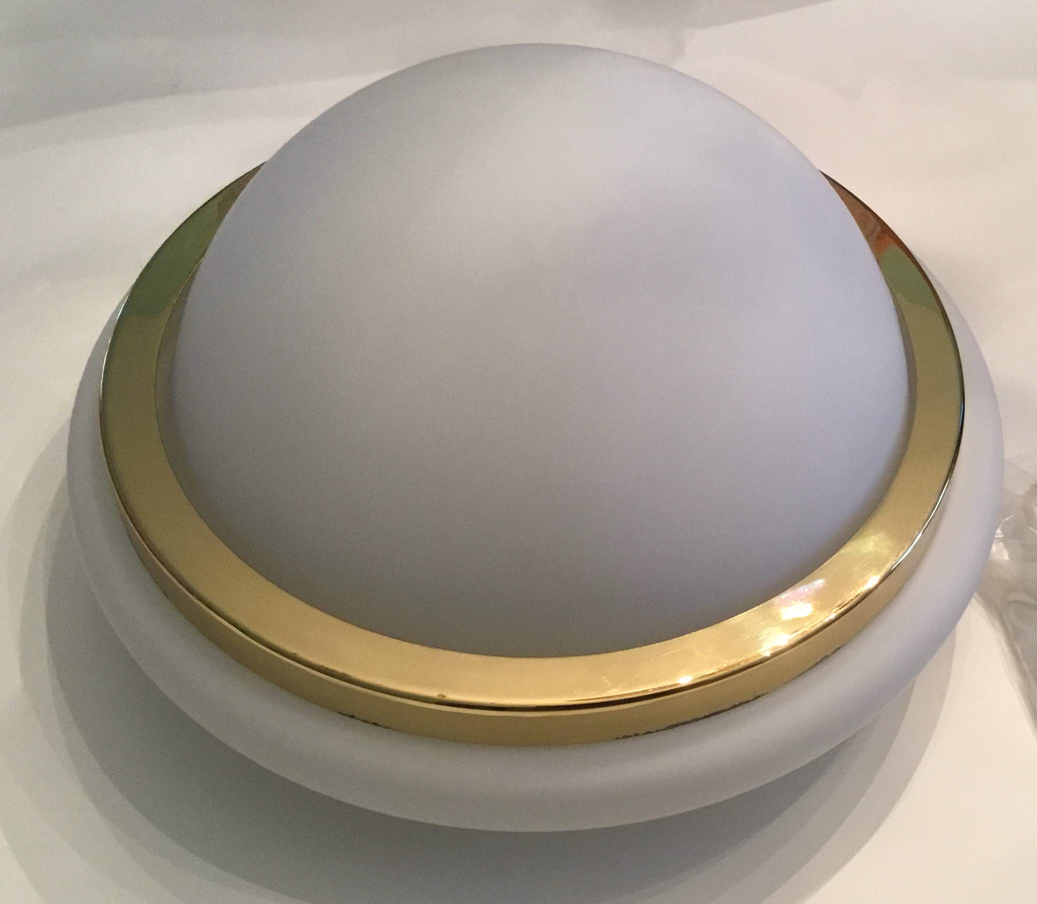 Retro Nulco Flushmount Ceiling Light 11 inch Polish Brass with White Glass Globe