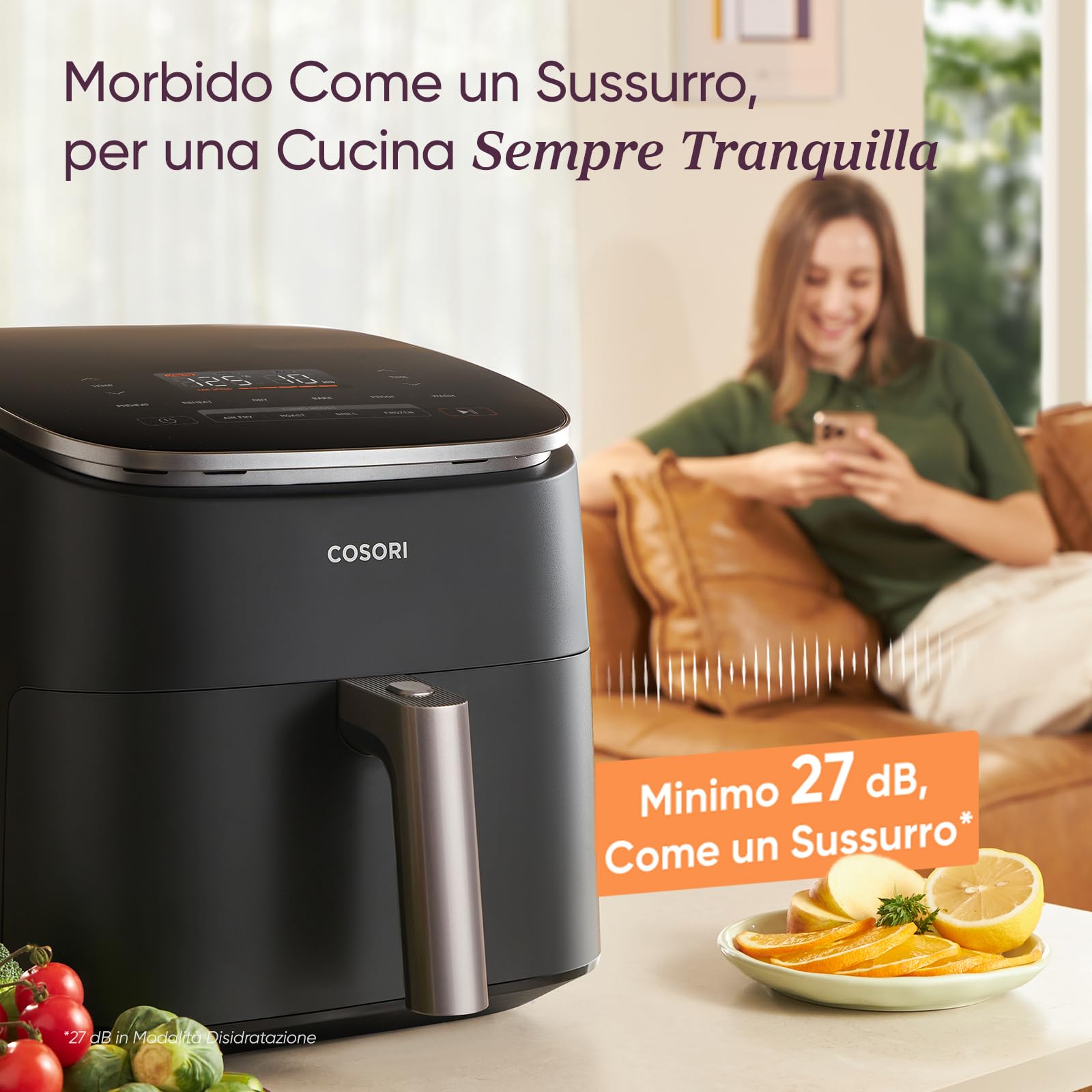 COSORI Friggitrice ad Aria Turbo Blaze 6 Litri, Air Fryer con DC Motore Tecnologia, 9 Funzioni & 5 Velocità della Ventola Automatica, 110 Ricette & 96 Tabelle di Cottura degli Ingredienti, 1725W