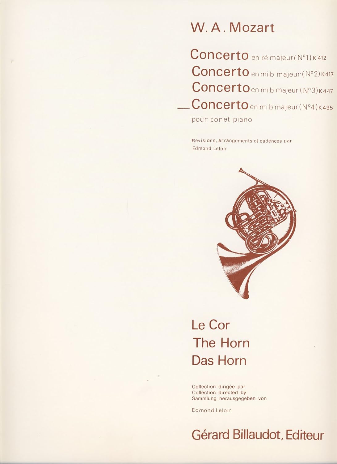 MOZART Concierto para Trompa nº 4 (K.495) en Mib Mayor para Trompa y