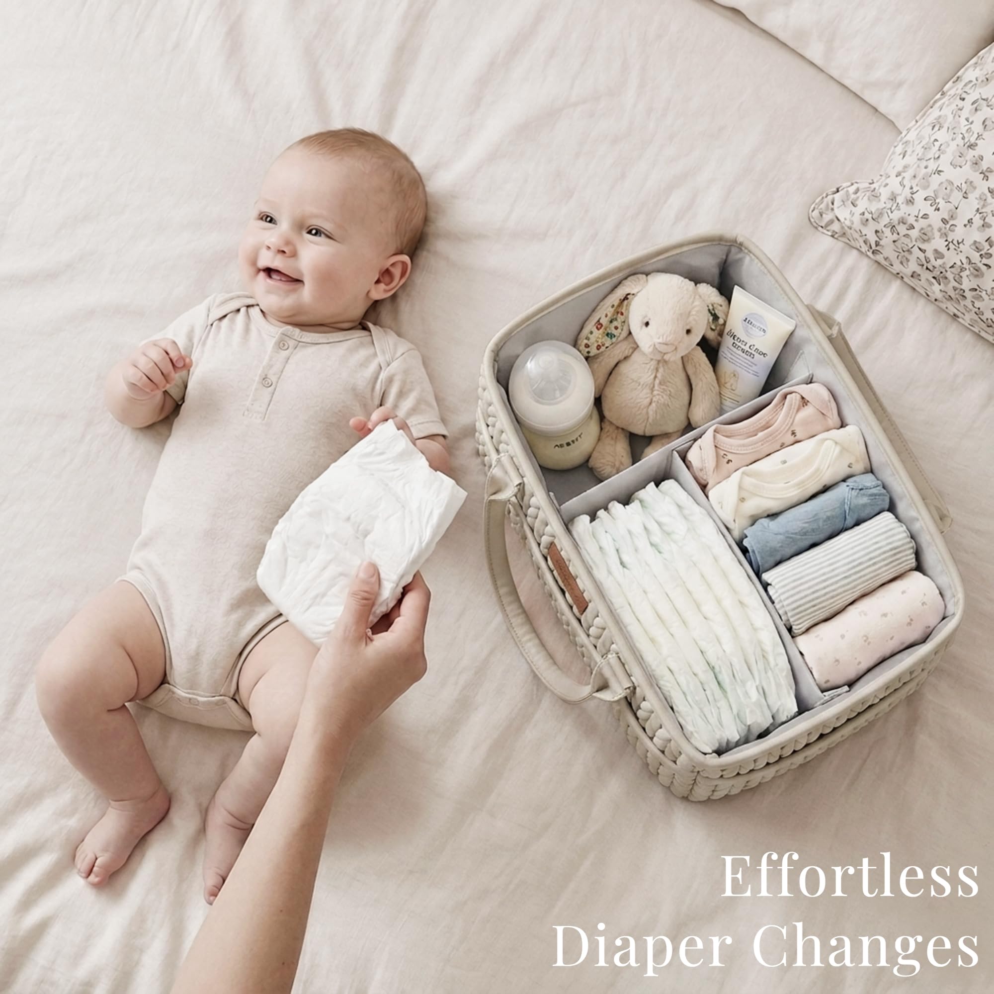 Konssy Organizer per pannolini per bambini, design intrecciato trapuntato