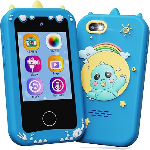 Miniatura 6 de KOKODI Teléfono inteligente para niños, pantalla táctil HD con doble cámara para niños, regalos de cumpleaños de Navidad, dinosaurio, teléfono