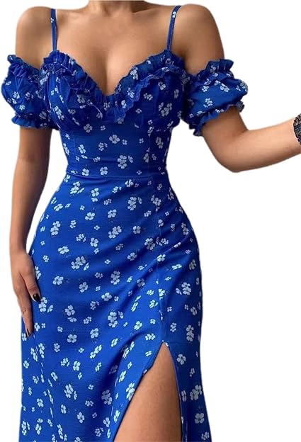 Sweet Floral Print Midi Dress 