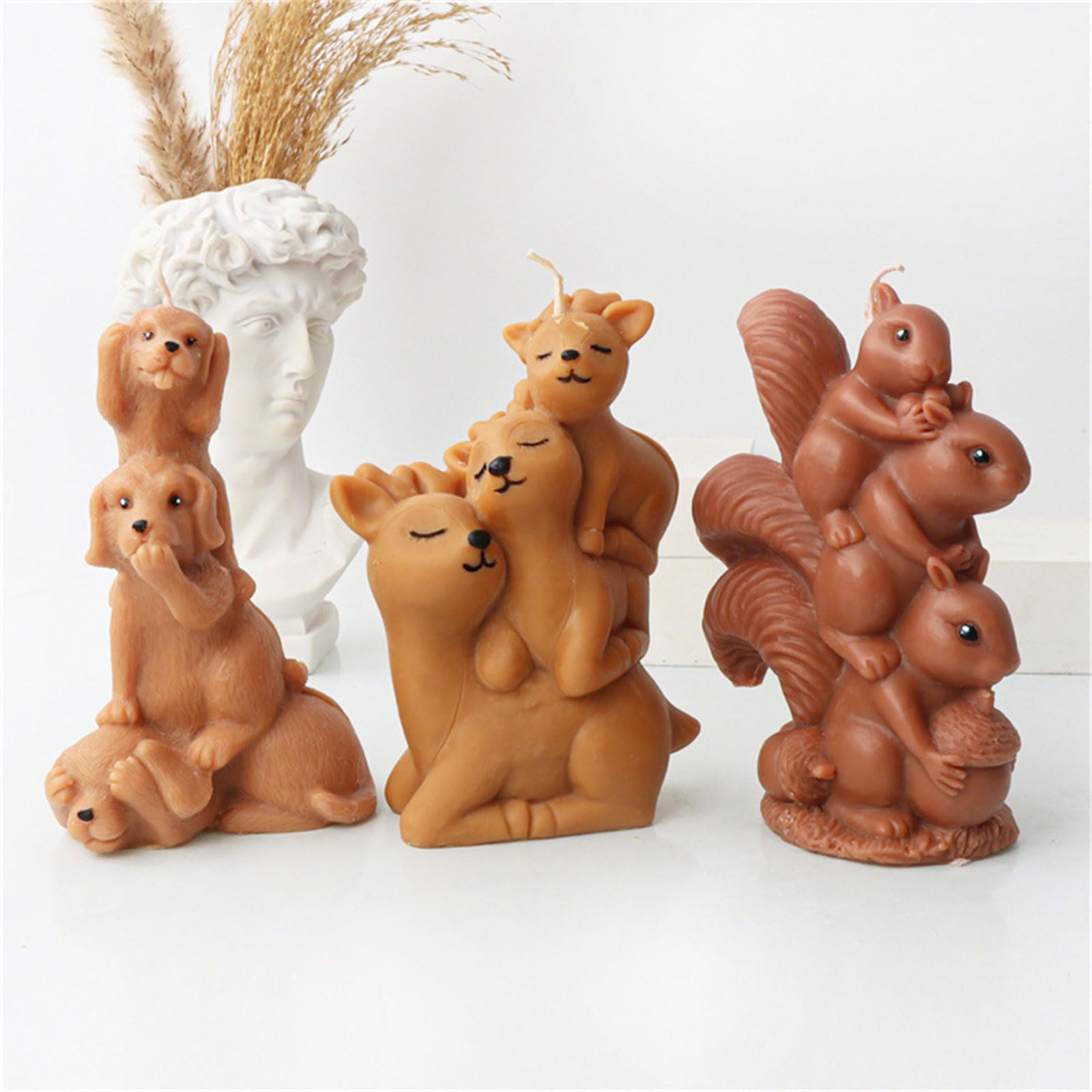 Moule à gâteau en forme d ' animal, chocolat, 3D empilé, Golden, éléphant, chaton, artisanat amusant, en résine de Silicone, moule à bougie en forme d ' animal mignon, bougie familiale, de en