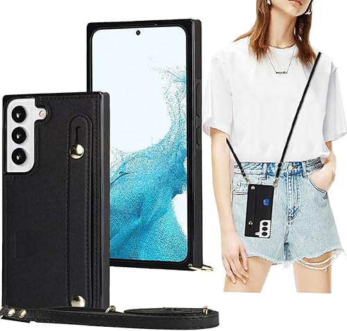 Miniatura 9 de CCSmall Funda para Samsung Galaxy S22+ Plus (no S22) con soporte para ranura para tarjetas, correa de hombro ajustable extraíble con cordón cruzado