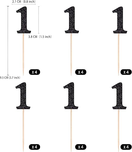 Miniatura 2 de 24 piezas negras de doble cara para cupcakes de primer cumpleaños, decoración de pasteles, decoración de primera fiesta de feliz cumpleaños, baby