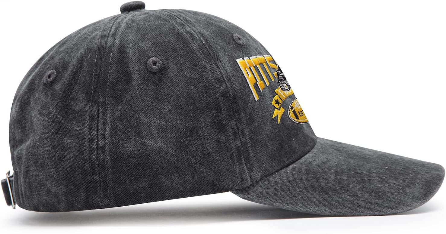 Embroidered City Vintage Washed Denim Football Hats for Men Women, Unisex Adjustable Cotton Fans Baseball Cap - Image 4