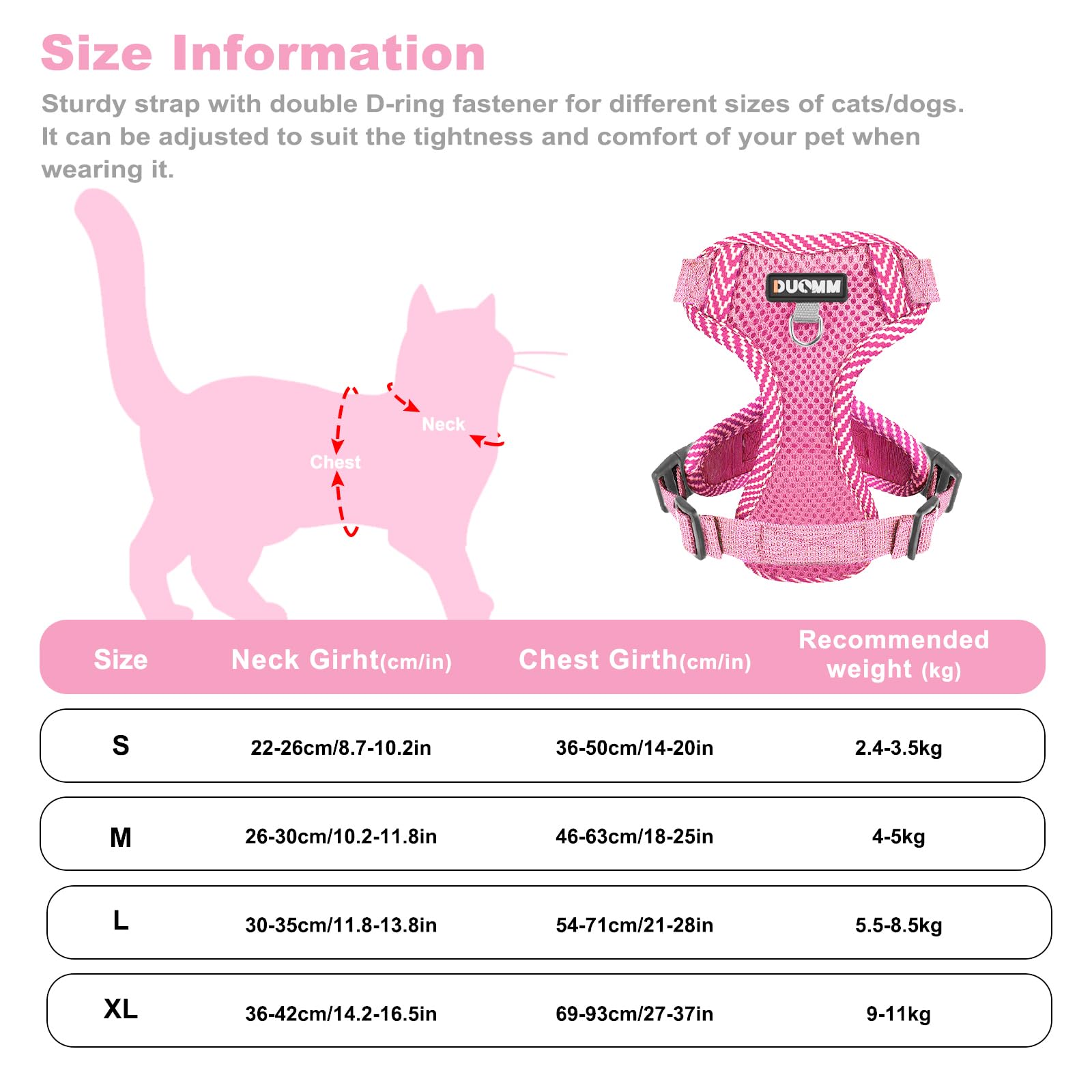 Muecleao Cat Harness and Lead Set, Adjustable Kitten Harness and Lead Set, Cat Harness with Reflective Strips - Image 2