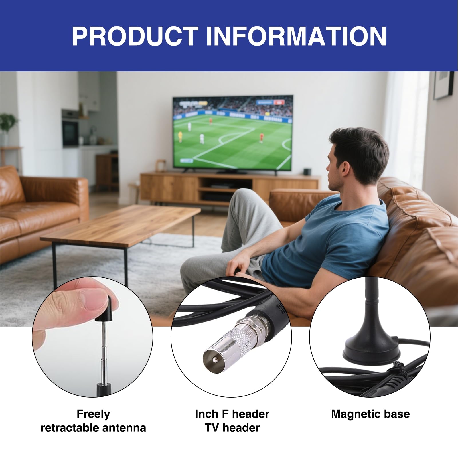 Antenna Radio FM/DAB Interna Universale | 3m Cavo Estensibile + Base Magnetica – Ottimizza Ricezione Stereo TV/Radio DAB+
