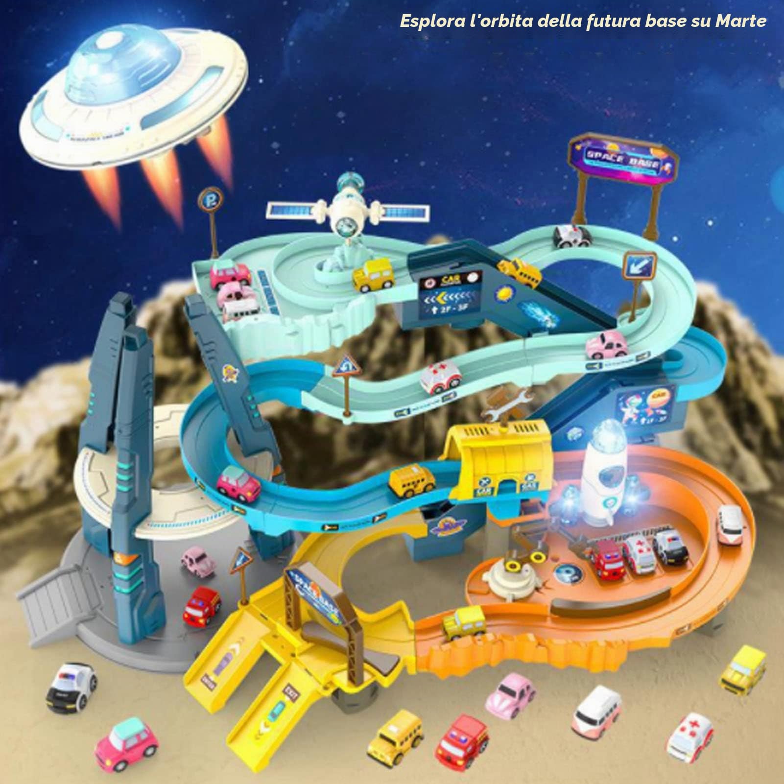Base Car Adventure Toys Costruzione Avventura Puzzle Tracce per auto Giocattoli Playset per bambini sopra i 3 anni