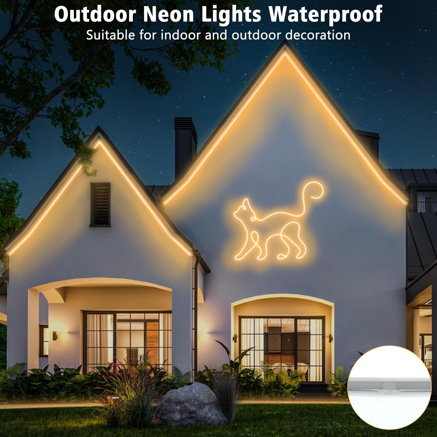 DBFAIRY 66Ft LED Neon Rope Lights, 24V Dimmable 2400LEDs Strip Neon Light, 2700K Flexible Silicone Rope Lights Super Bright IP67 Waterproof with Timer Function for Indoor Outdoor Decor(Warm White)