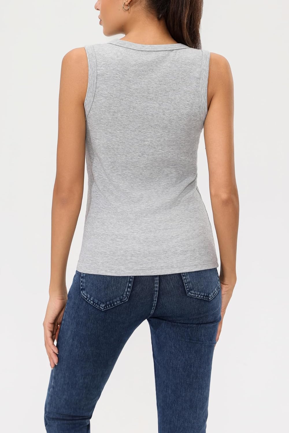 Women's Sleeveless Crewneck Ribbed Tank Top Slim Fit Racerback Summer Basic Shirt - Image 3
