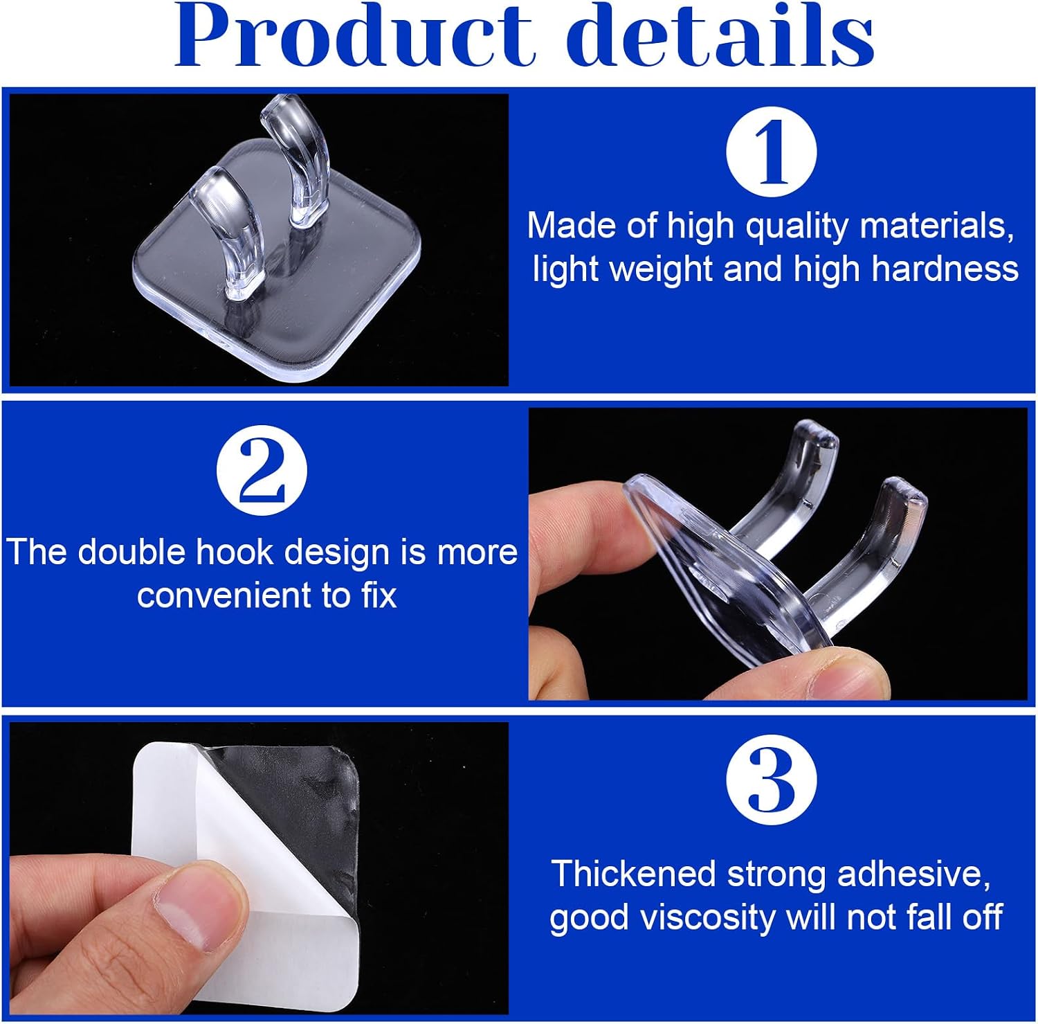 Razor Holder for Shower, 4Pcs Self Adhesive Shaver Holder Dual for Shower Wall, Waterproof Razor Double Hook with Removable Adhesive for Loofah Towels Bathroom Kitchen Organization(Transparent)