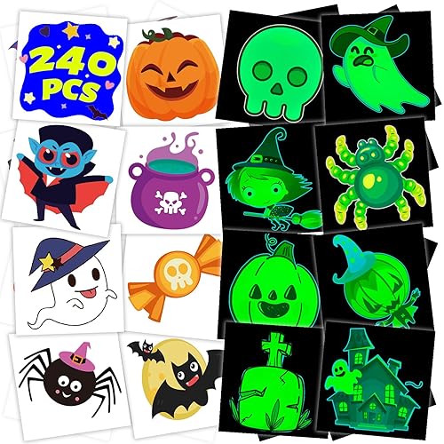 winthrop 240 tatuajes temporales luminosos a granel de Halloween para niños, que brillan en la oscuridad, impermeables, de seguridad, envueltos disponible en Yaxa El Salvador