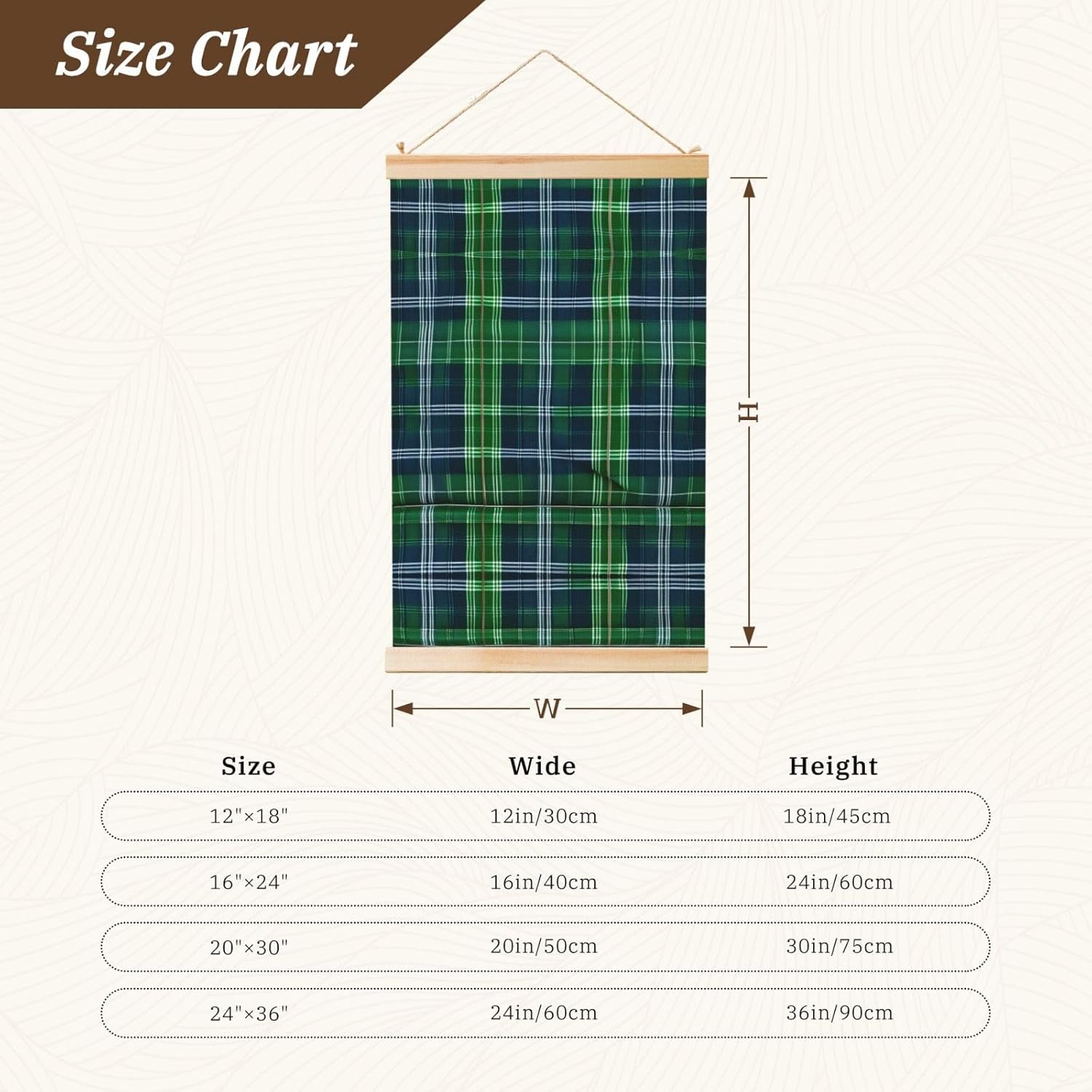 Blue Scottish Tartan Print Poster Hanger,Hanging Poster, Poster Frame,Wood Poster Hanger, For Wall Hanging