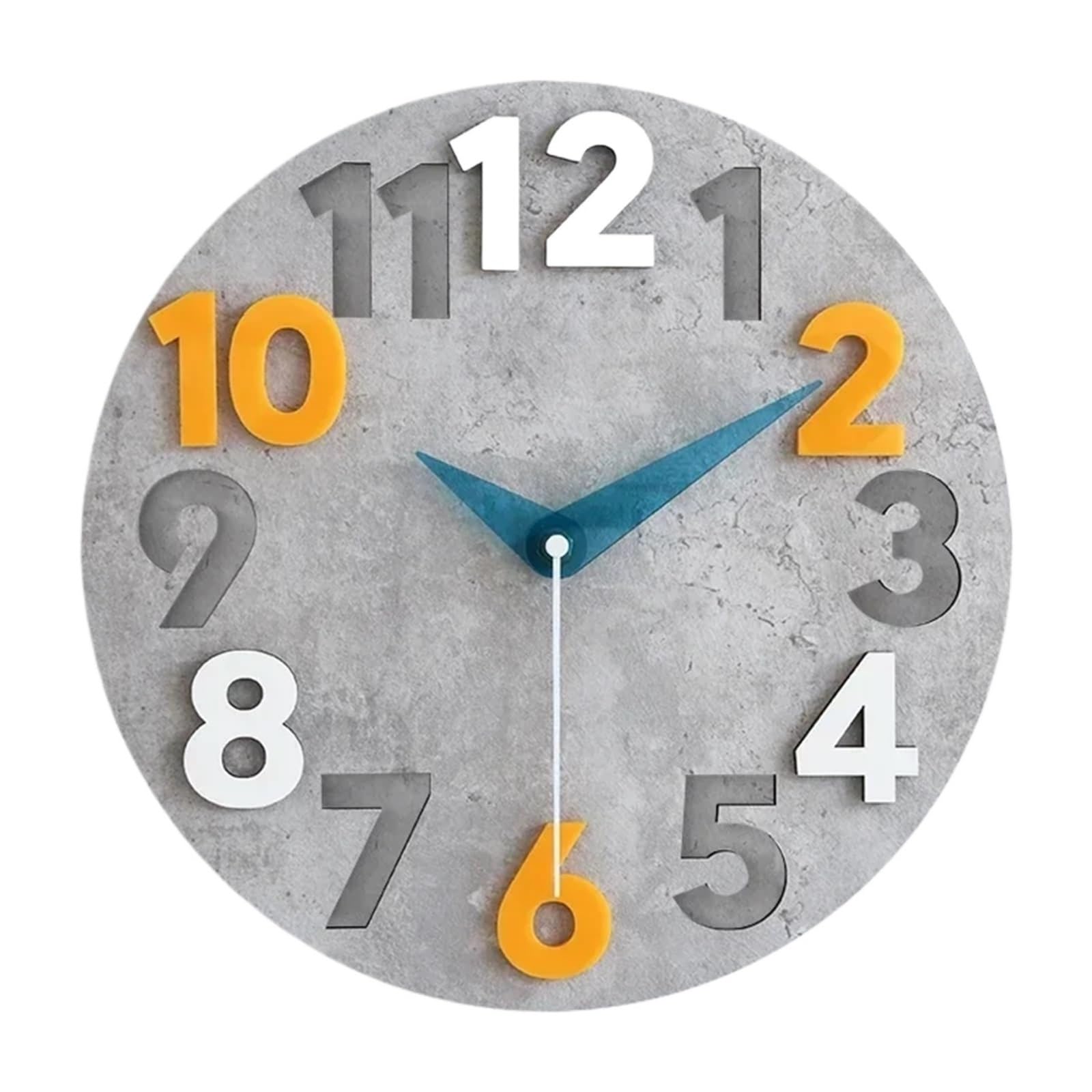 KIFSDLF Retro Wooden Silent Wall Clock Living Room Decor Bedroom Stone Grain Quartz Clocks Simple Roundness Home Decoration for Home, Living Room(Color2,15 inches 38CM)