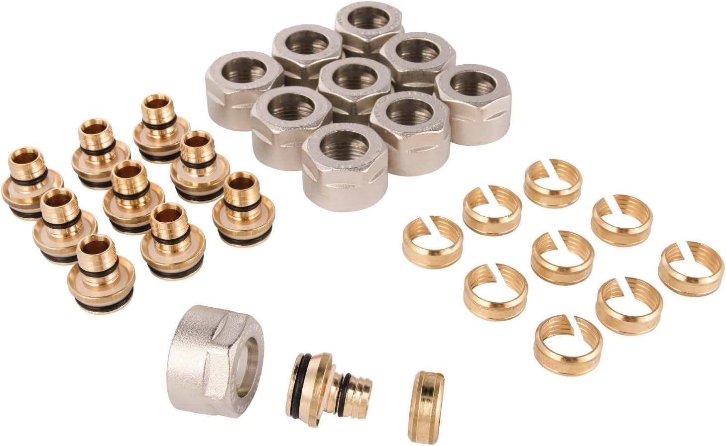 Wiroflex Screw-On Adapter for 10 in 1 Mega Value Pack with Outer Thread Fitting for Multi-Layer Pipes 3/4 x 16 mm Crisp Stripes Ribbon, Chrome, 26110 4