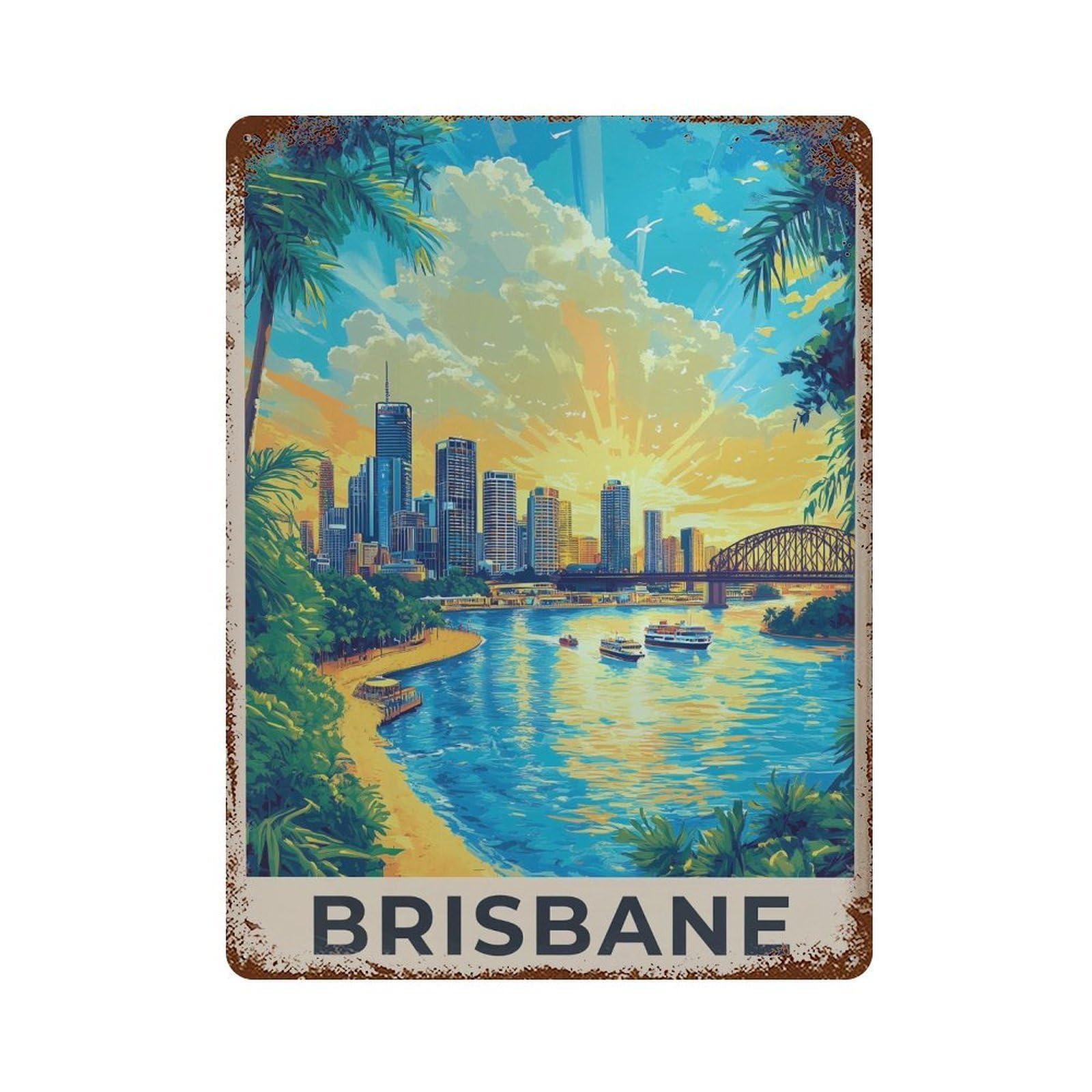 xiaoxiaoshen Brisbane Australia Travel Home & Office Decor Wall Decor Art Metal Tin Poster Modern Home Decor Art Home Bar Shop Decorations Vintage Sign 40x30cm