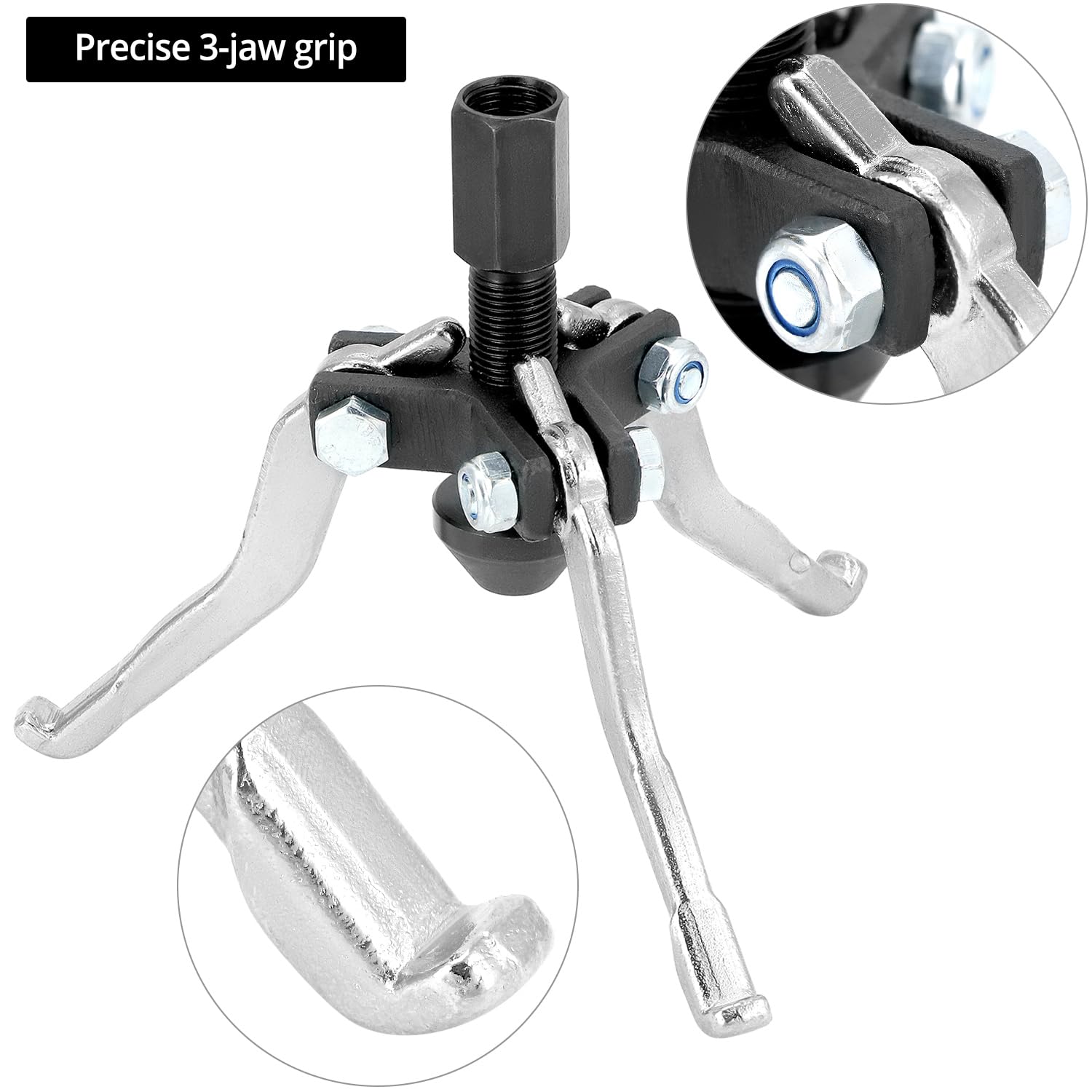 QWORK Juego de extractor de martillo deslizante de 3 mordazas, extractor universal interno y externo de engranaje y polea para mantenimiento automotriz, elimina eficientemente engranajes, rodamientos,