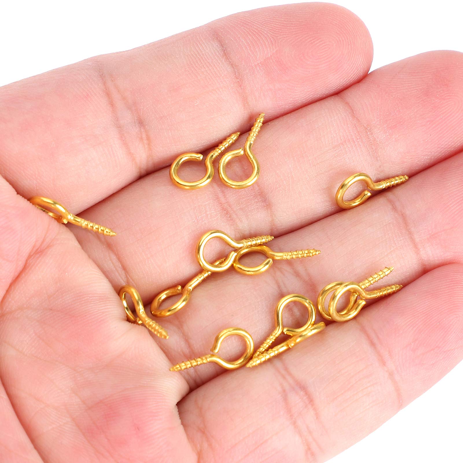 Small Screw Eye Pins, 200Pcs Pearl Peg Pin Pendant Connector Pins, Metal Hoop Jewellery Findings Spike Making Jewelry Accessory Hooks for Arts and Crafts Projects Bead 5x12mm