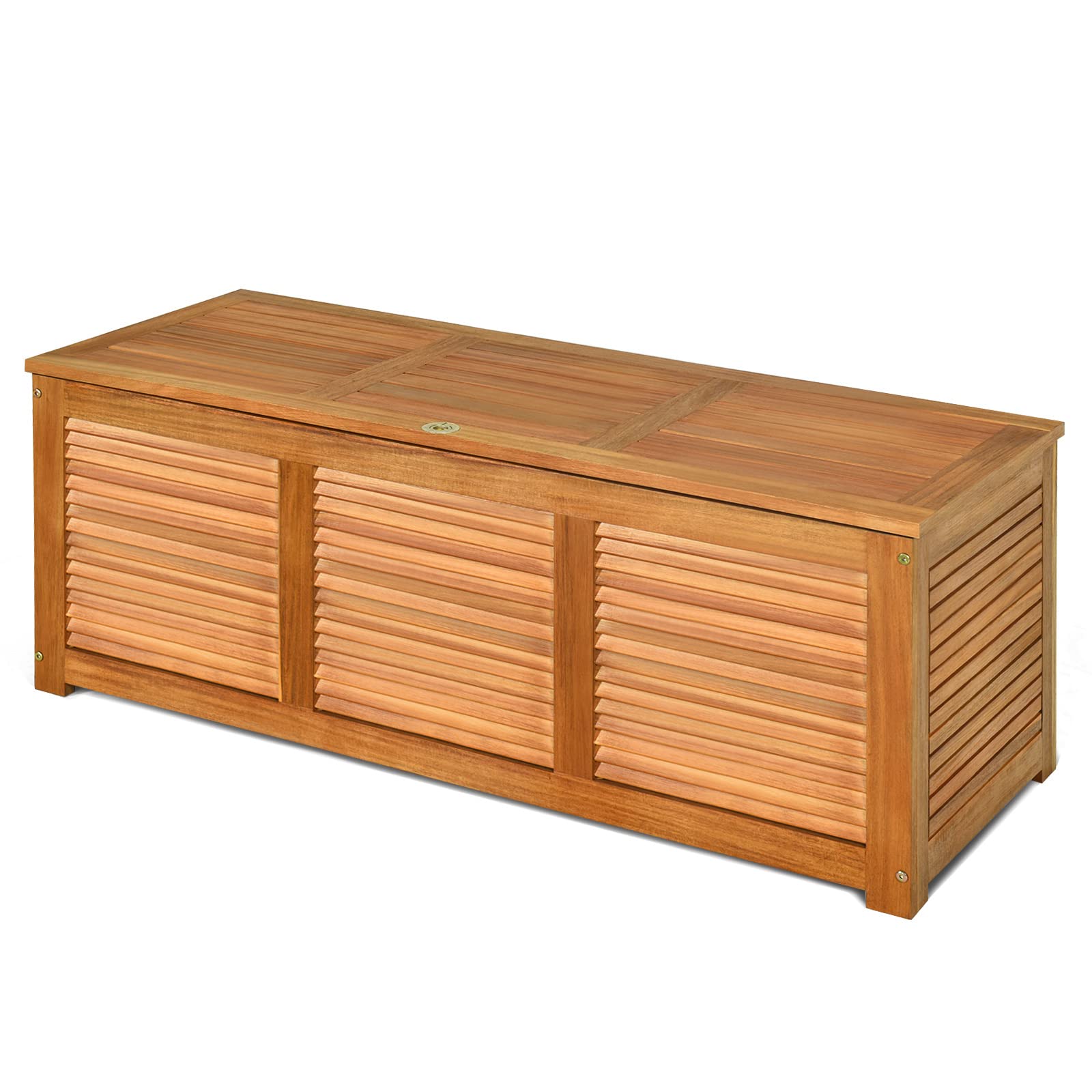 Garden Deck Box, 180L Outdoor Storage Bench with Lid, Wooden Chest Container for Patio Cushions and Gardening Tools