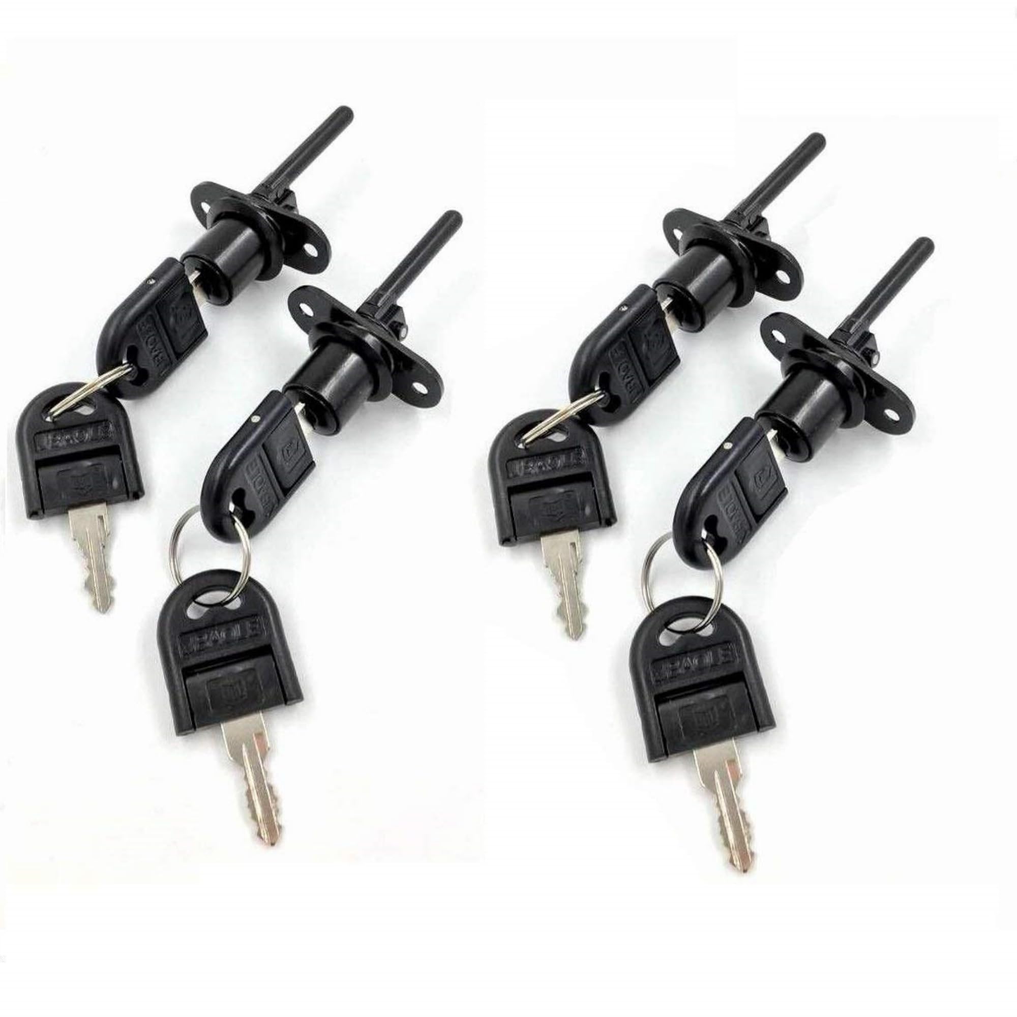 TBWHL 4 Pcs - Zinc Alloy Drawer Lock with Keys, Desk Locks File Cabinet Lock for Wardrobe Furniture Cabinet Locker Showcase with 8 Same Key 16mm (Black)