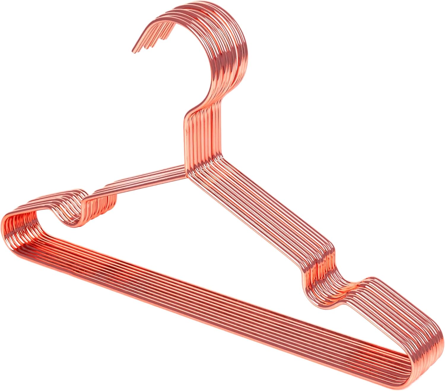Shiny Rose Gold Kids Clothes Hanger 50 Pack, Baby Children Infant Metal Hanger for Coat Suit Shirt, Space Saving Slim for Camisole Dress