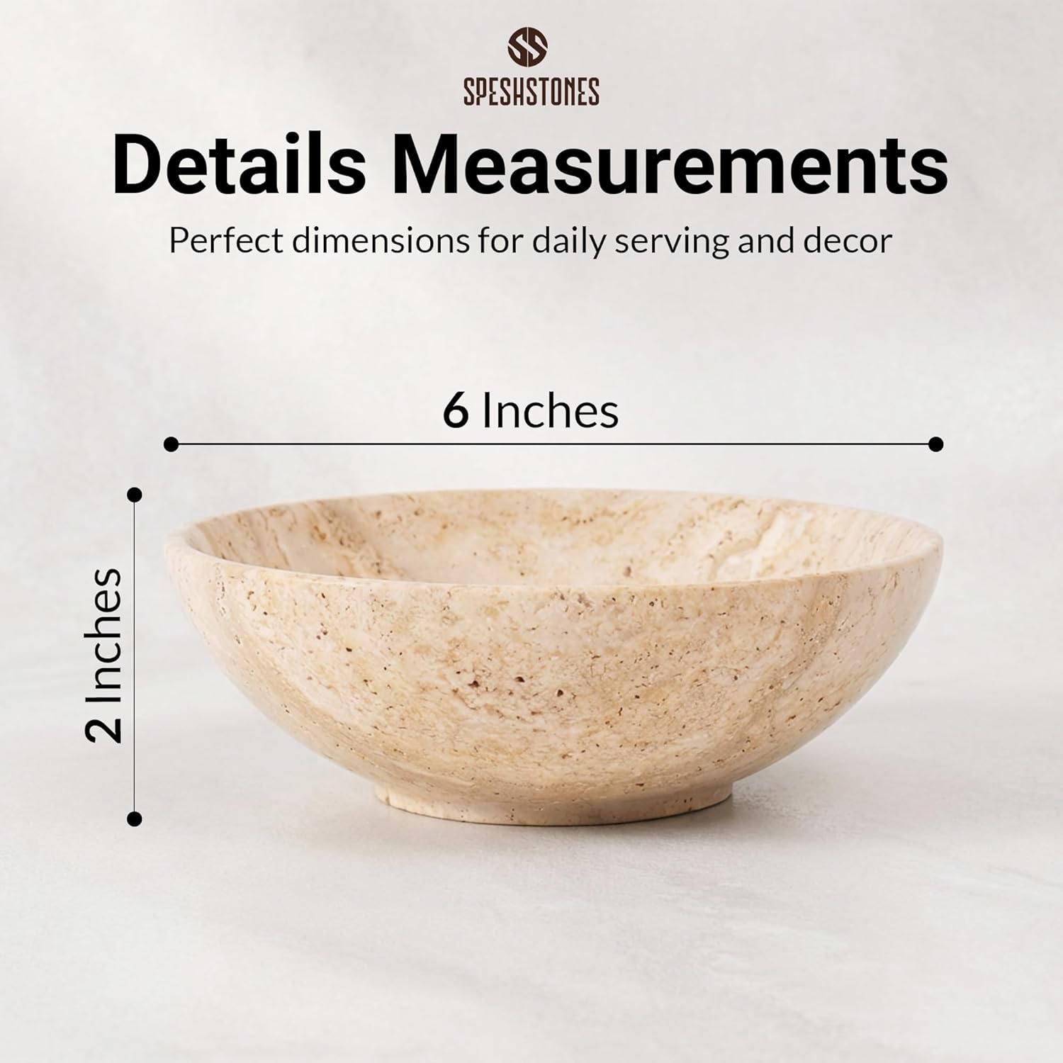 Small Travertine Bowl Handmade 6 Inch Decorative Bowls for Keys & Tables Centerpieces - Marble Candy Dish, Stone Key Bowl for Entryway Table & Home Decor