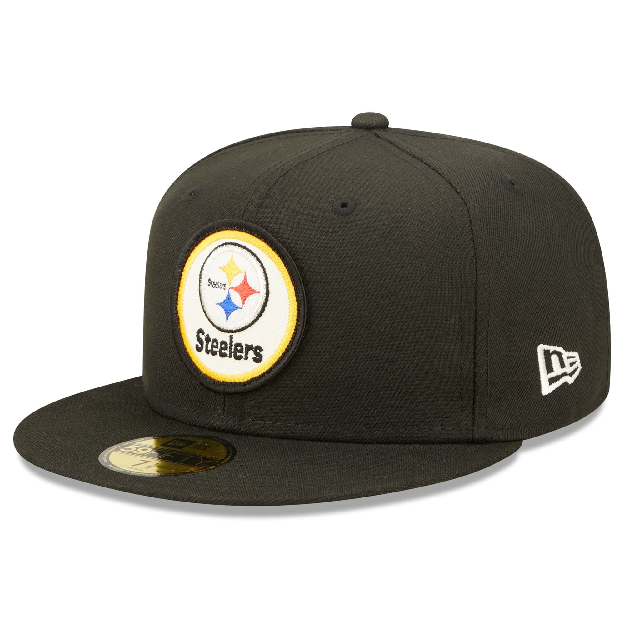 New Era 59Fifty Round Logo Steelers Cap Basecap Baseballcap Flat Brim Fitted Herren - mit Schirm Herbst-Winter Winter