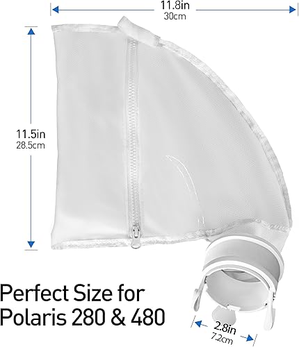 Miniatura 6 de Bolsas de malla de nailon para limpiadores de piscinas, bolsa de repuesto con cremallera para Polaris 280 y 480, bolsa de filtro multiusos para 280