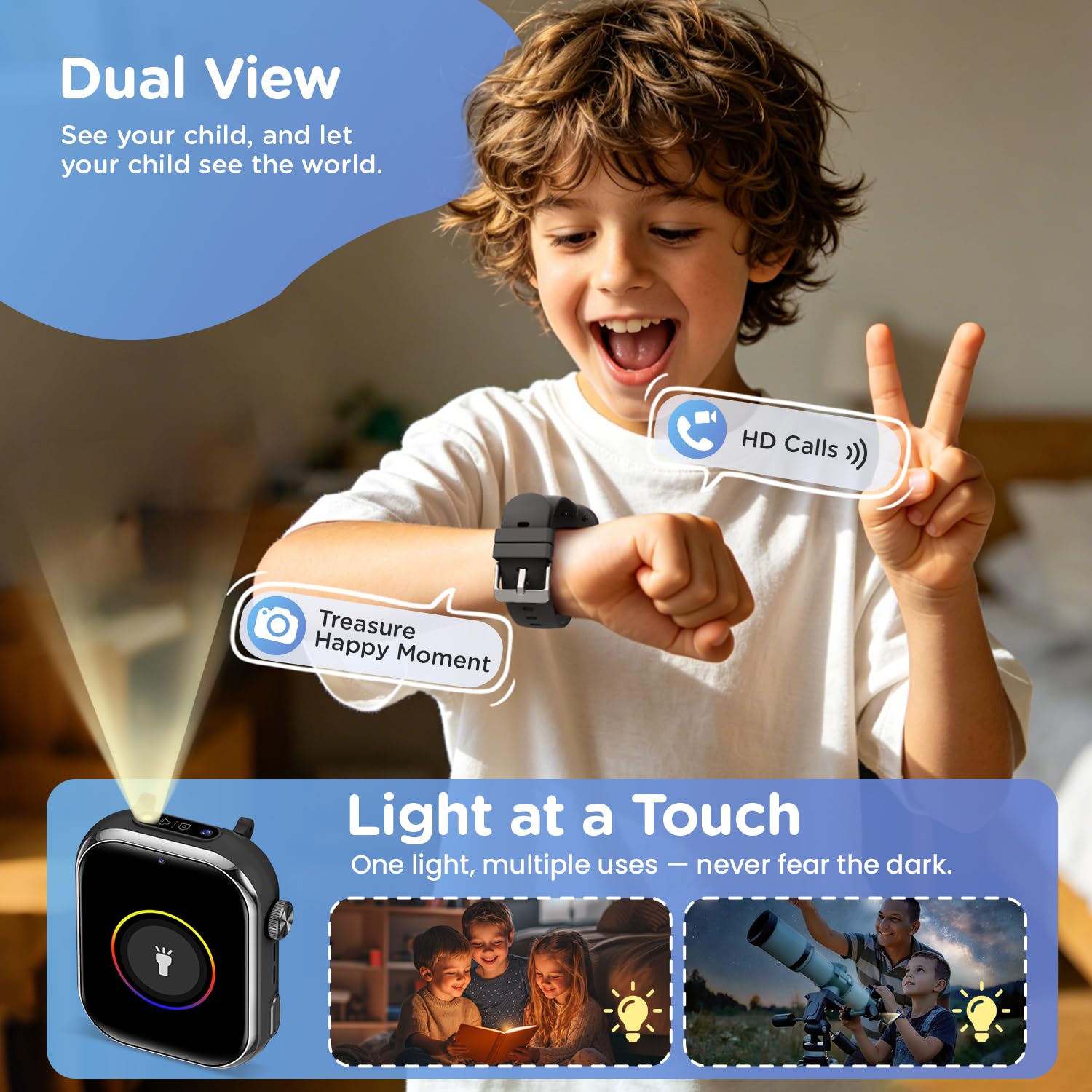 4G Smartwatch Bambini, IP68 Orologio Smartwatch Bambini con GPS, Chiamate, Videochiamate, Chat Vocale, Doppia Fotocamera, SOS, Modalità Scuola, Torcia, Sveglia, Smart Watch per Ragazzi e Ragazze Nero