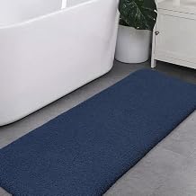 VANZAVANZU Non Slip Bath Mat Extra Large Bathroom Runner Rug Thickened Bath Rug for Bathroom Absorbent Ultra Soft Bedside Rug Fluffy Microfiber Carpet Runner Floor Mat - 50 x 178cm Navy Blue