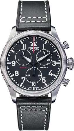 DAVOSA Watch Chronograph Date Aviator Flyback Swiss Made 162.499.55