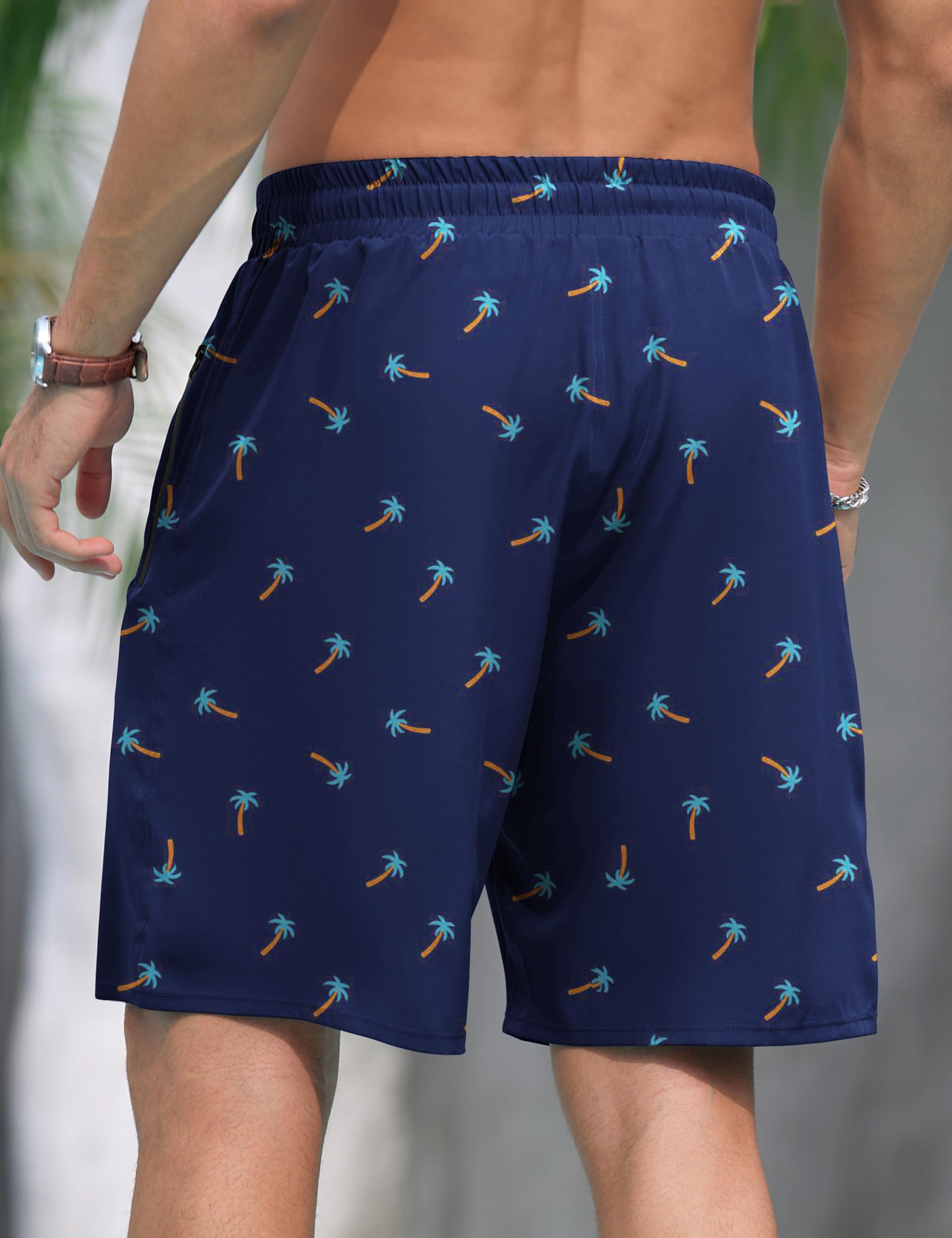 bolukets Badehose für Herren mit Kompression Liner 7" 2 in 1 Atmungsaktiv Badeshorts mit Reißverschlusstaschen Männer Elastisch Boardshorts mit Tunnelzug