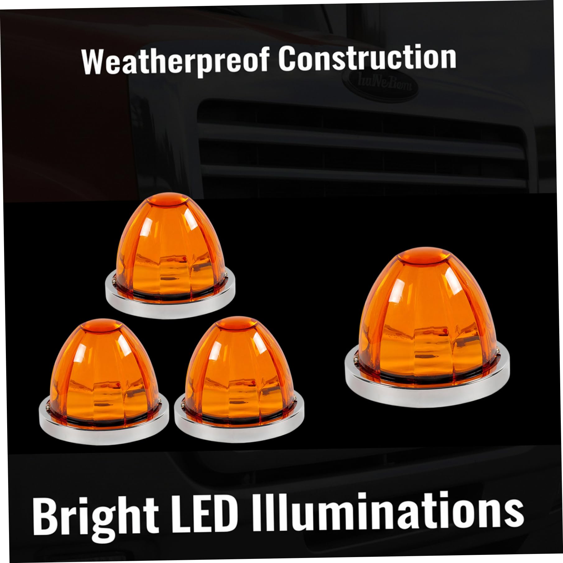 Gcroet 4 luces LED de sandía para camiones, luces de posición de 3, 7 pulgadas con clasificación IP65, construcción ABS de 12 V-24 V para vehículos amarillos...
