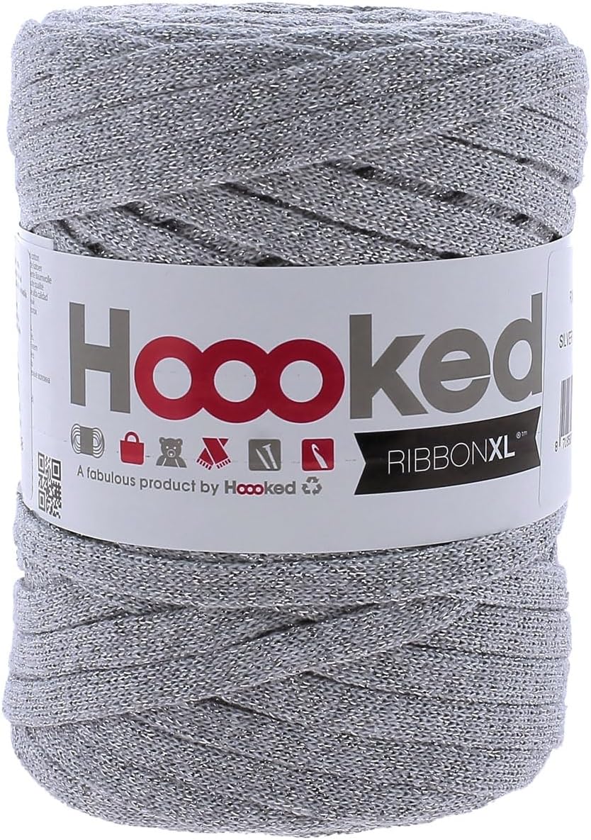 Hoooked RXL Lurex 1 RibbonXL Lurex Glitter Silver Cotton Yarn - 120M 250g