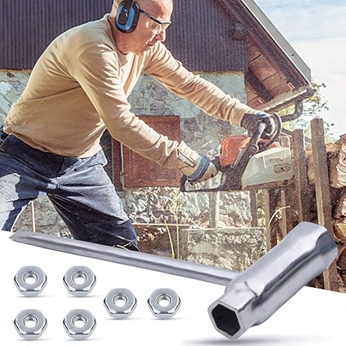 Miniatura 7 de Adefol Llave de motosierra de 0.512 x 0.748 in con 6 tuercas de barra para Stihl 017 018 019 020 021 023 024 025 026 028 034 Piezas de repuesto de