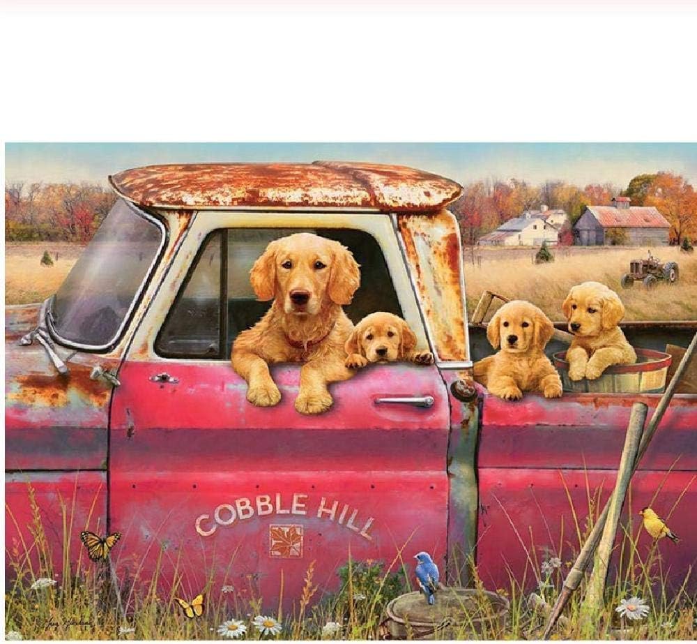 放棄された車の4匹の犬1000ピース木製ジグソーパズル家族向けゲーム