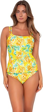 Sunsets Printed Taylor Underwire Tankini Top 36E/34F/32G, Golden Tropics Rib