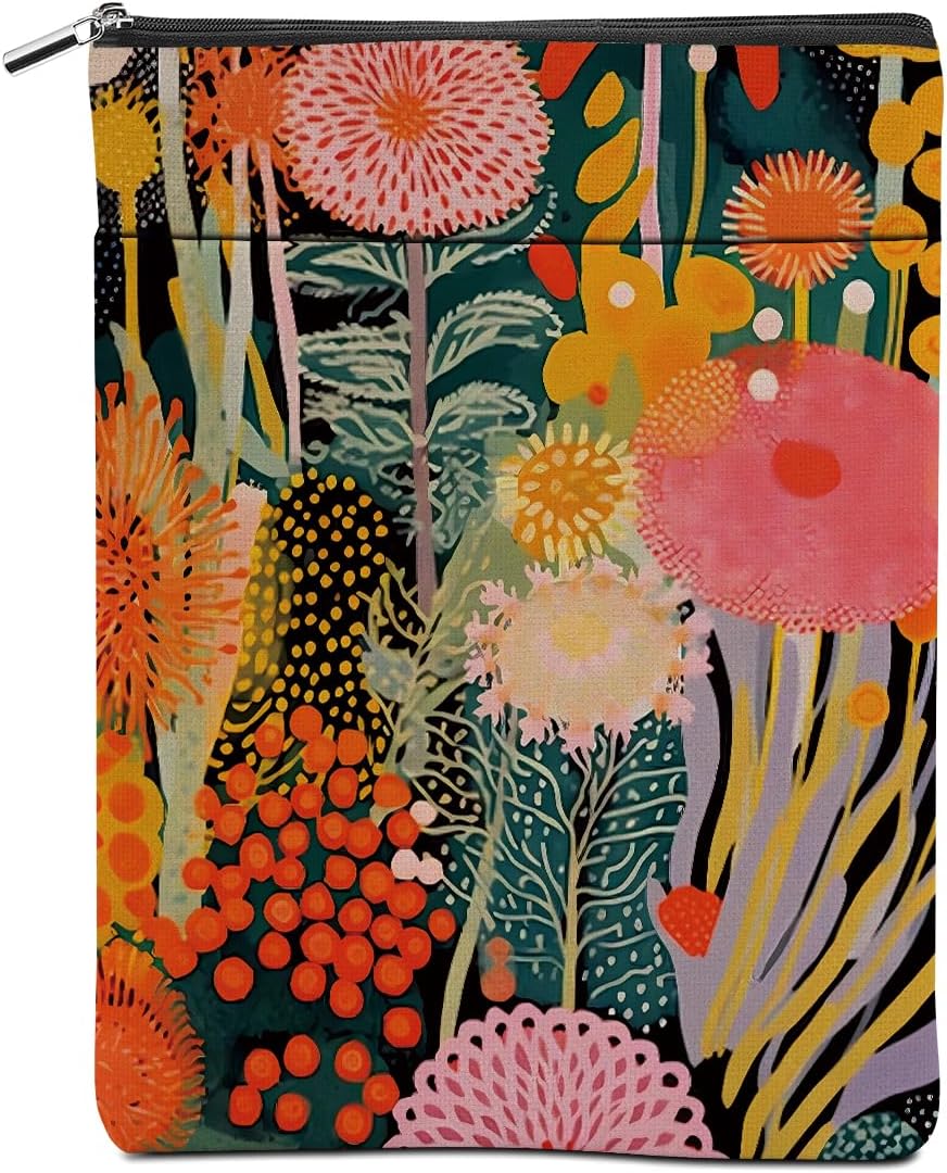 Botanical Flower Colorful Book Sleeve, Book Lovers Gifts for Women Readers