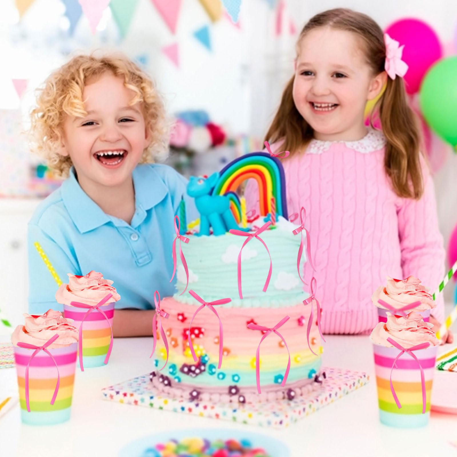 20 Decorazioni Per Torte Con Fiocchi Di Stoffa, Per Baby Shower, Compleanni, Matrimoni, Addio Al Nubilato, Fai Da Te - 2