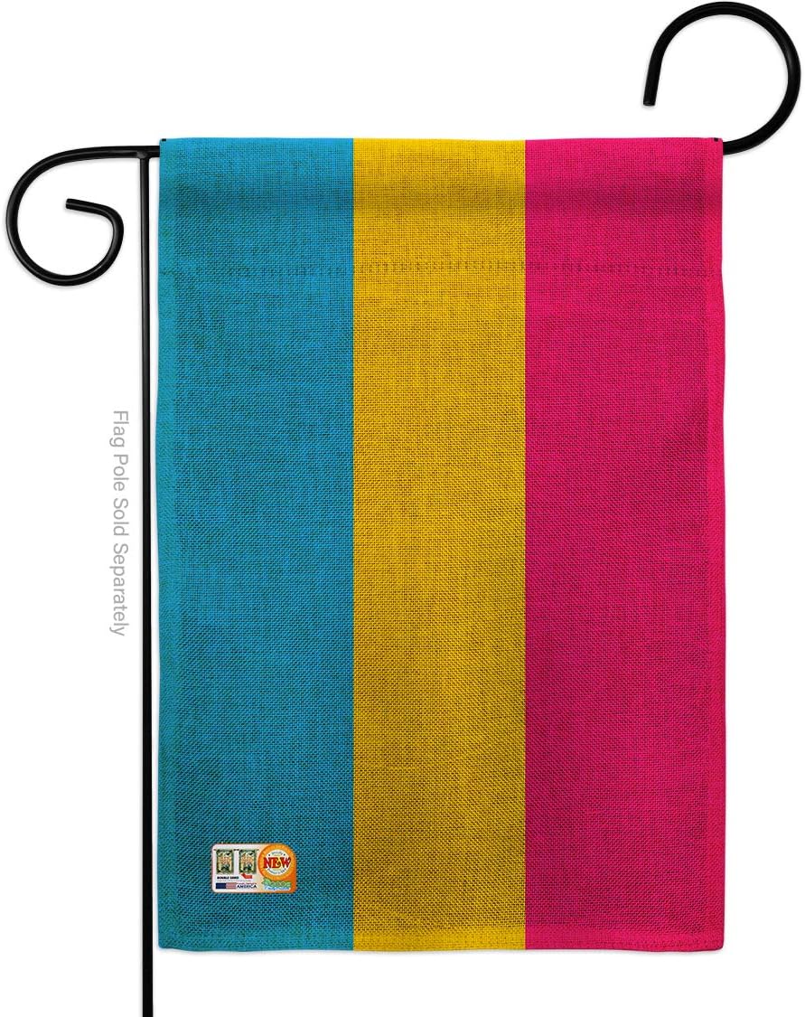 Pansexual pride Burlap Garden Flag Support Rainbow Love LGBT Gay Bisexual Transgender Small Decorative Gift Yard House Banner Double-Sided Made In USA 13 X 18.5