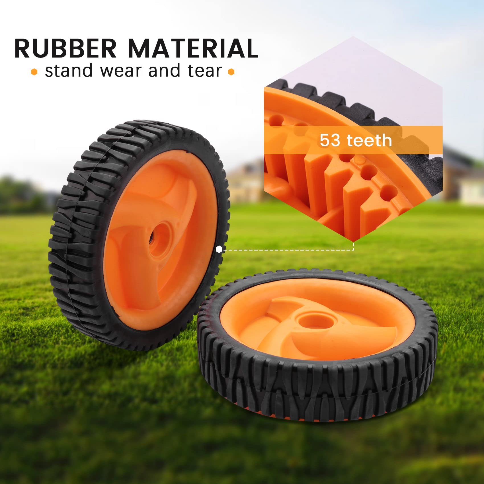 Juego de 2 ruedas para cortacésped Husqvarnaa 5324025-67, 5324029-36, 532402567, 532402936, 196 mm