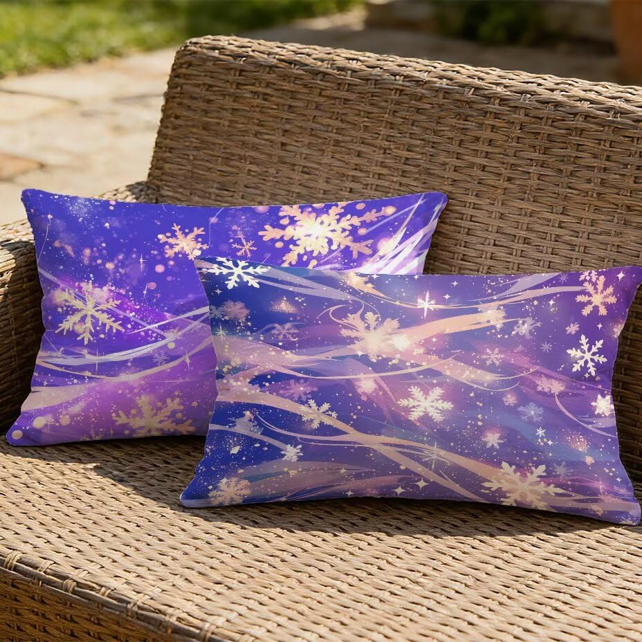 Housse de coussin de jardin texture lin haut de gamme violette 50x70