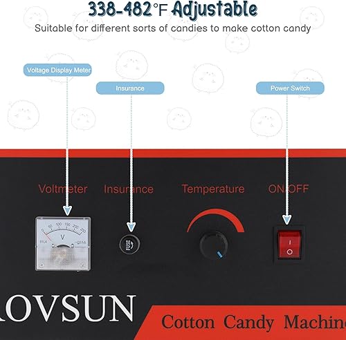 Miniatura 5 de ROVSUN Máquina comercial de algodón de azúcar, 21 pulgadas, máquina eléctrica de algodón de azúcar con cuenco de acero inoxidable, cuchara de azúcar