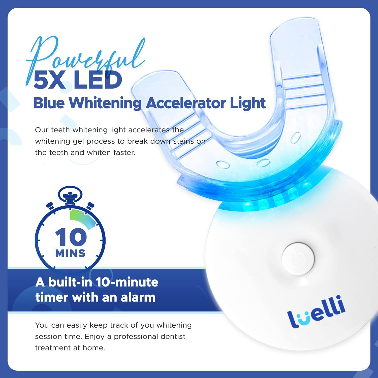 Luelli Teeth Whitening Kit with LED Light, Professional Teeth Whitening Formula with (3) Teeth Whitening Gel Syringes, (1) Desensitizing Gel | Mouth Tray | Mint Flavored at-Home Whitening Kit : Beauty & Personal Care