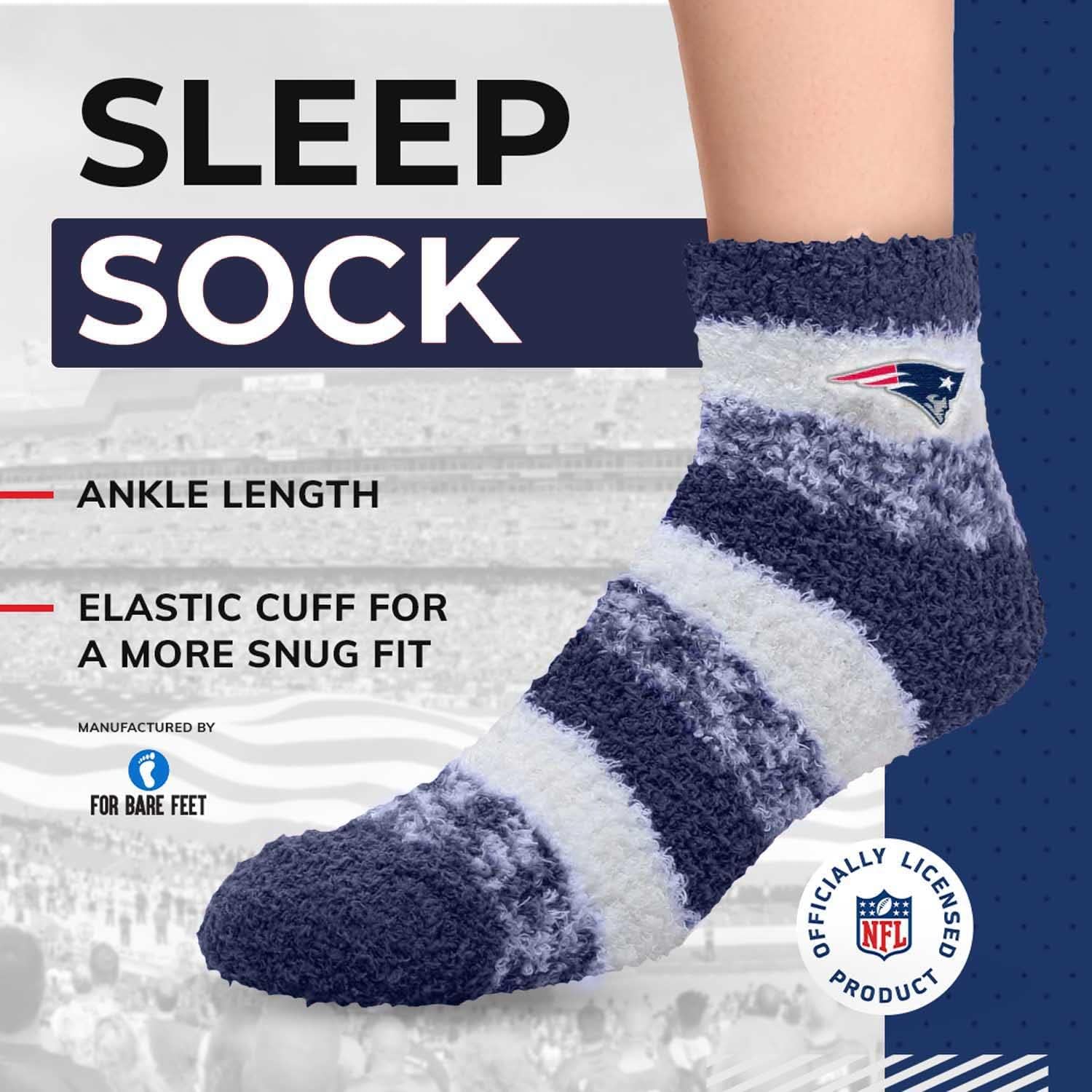 For Bare Feet NFL Cozy Soft Slipper Socks - Home Socks for Ultimate Comfort - Gameday Apparel - Luxuriously Plush and Cozy - Unisex (New England Patriots - Navy, One Size)