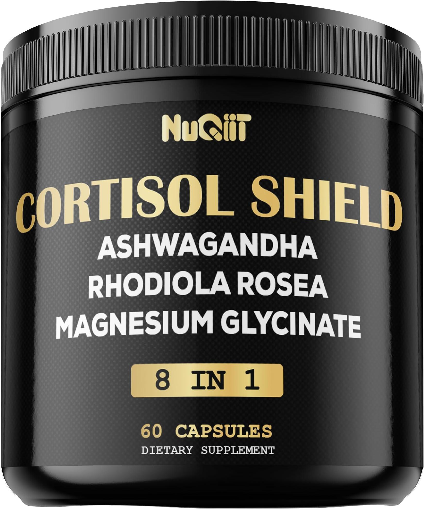 8in1 Cortisol Shield - Ashwagandha and Magnesium, Rhodiola Rosea, Lions Mane, Sea Moss, Turmeric, St Jonh's Wort - Mind& Mood Balance, Rest Well, Support Immume - 60 Capsules