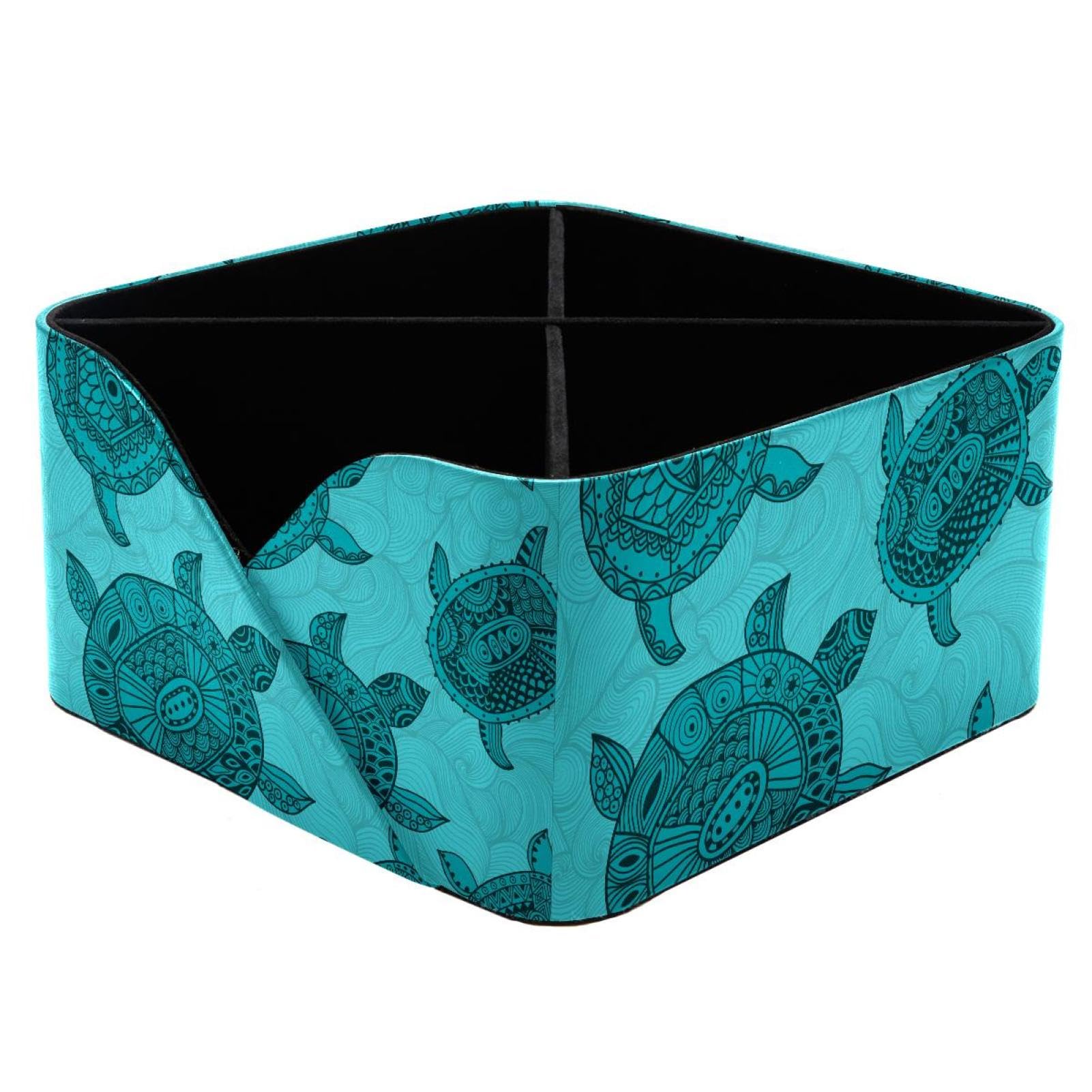 KengjuTesu Turtles Pattern Desktop Organizer Pen Holder, Rectangular Pencil Cup for Office, Study and Makeup Stations