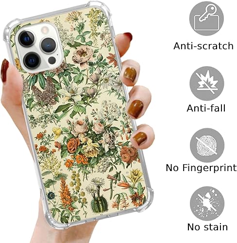 Cottagecore - Funda para iPhone 14 Pro, diseño de flores botánicas y plantas botánicas, funda para iPhone 14 Pro, funda de poliuretano termoplástico